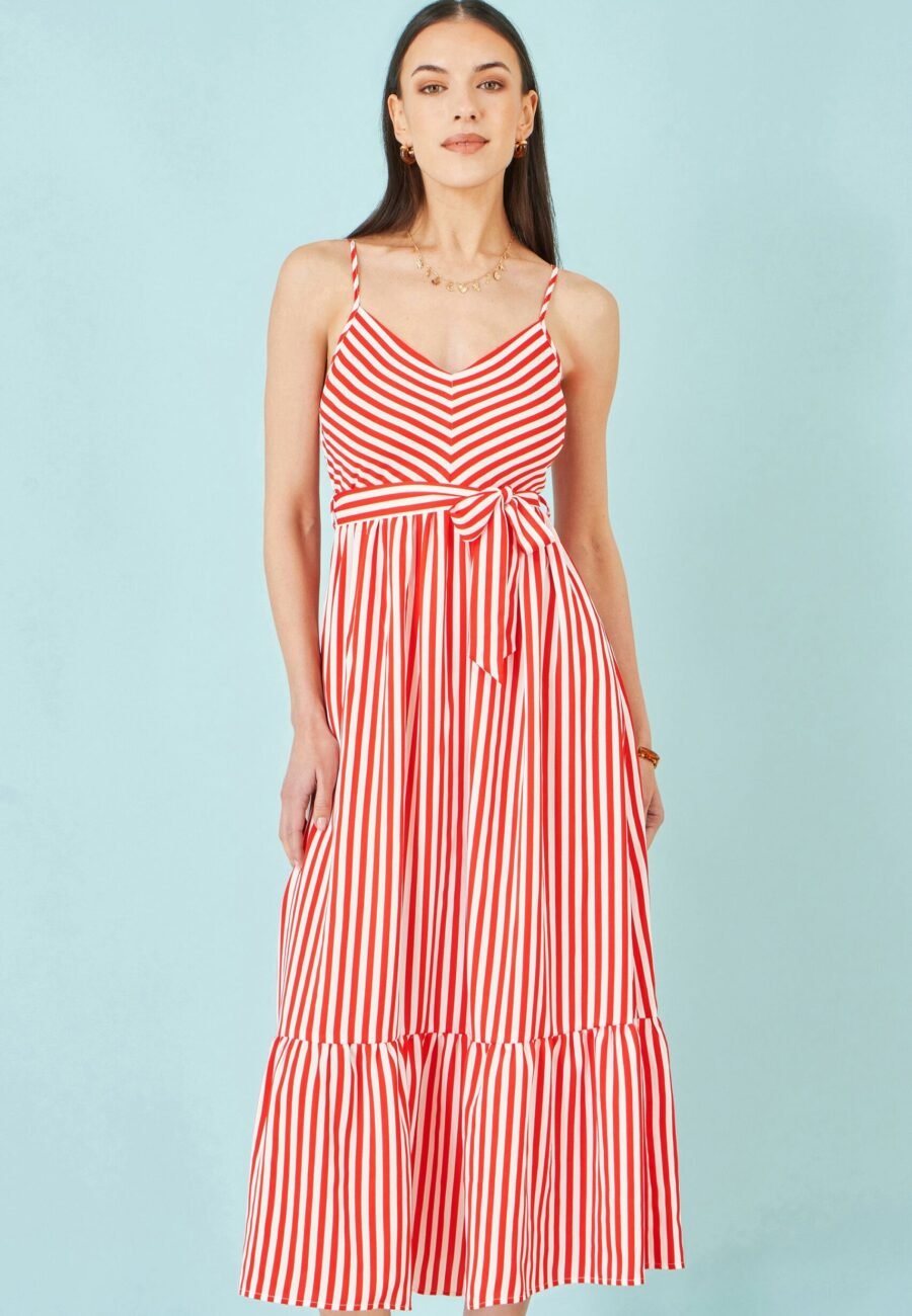 Yumi Red Stripe Midi Sun Dress
