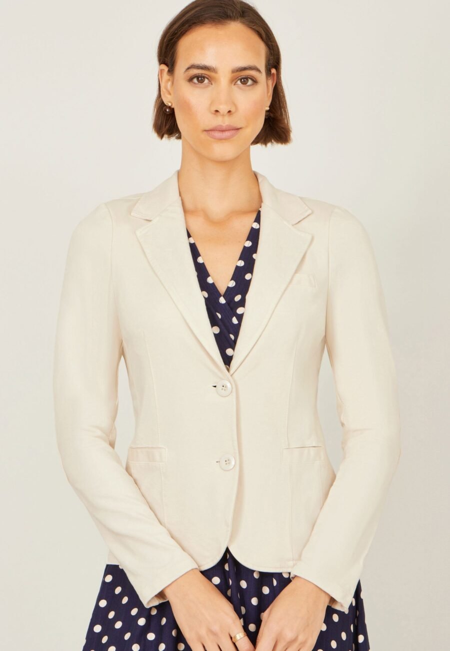Yumi Beige Stretch Cotton Blazer