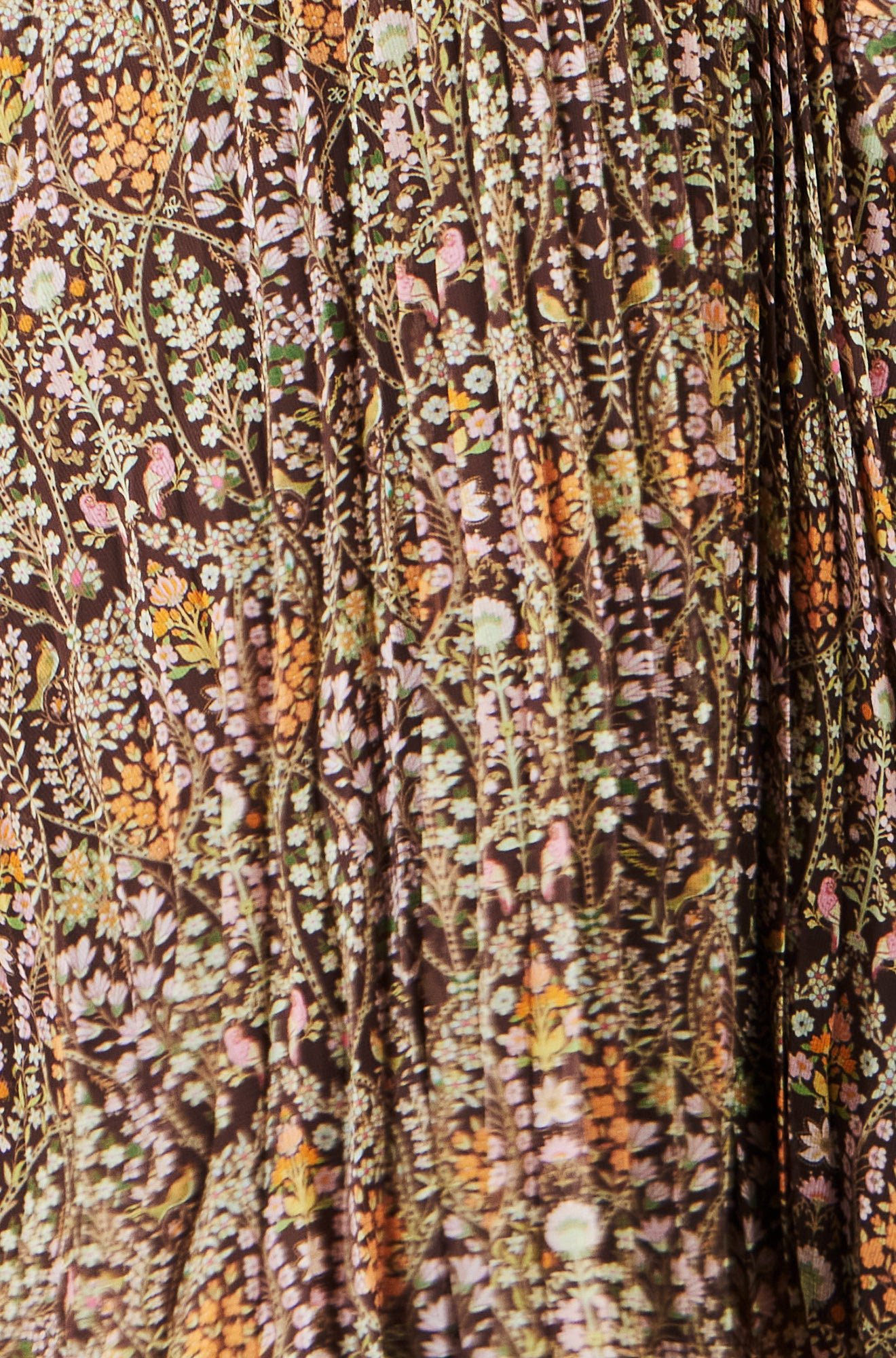 Yumi Brown Ditsy Floral Pleated Midi Dress - Image 7